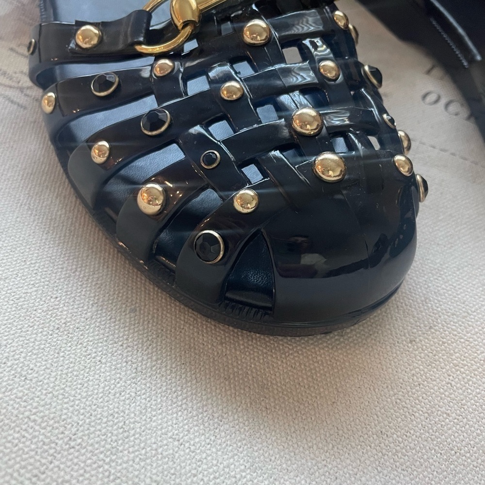 Jeffrey Campbell Jellin Black Fisherman Jelly Sandals Gold Bling Size 42 | 9.5 - Picture 3 of 11